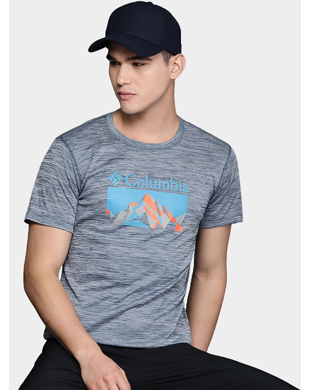 Columbia Mens Blue Omni-Freeze Zero Rules Short Sleeve Graphic Tshirt