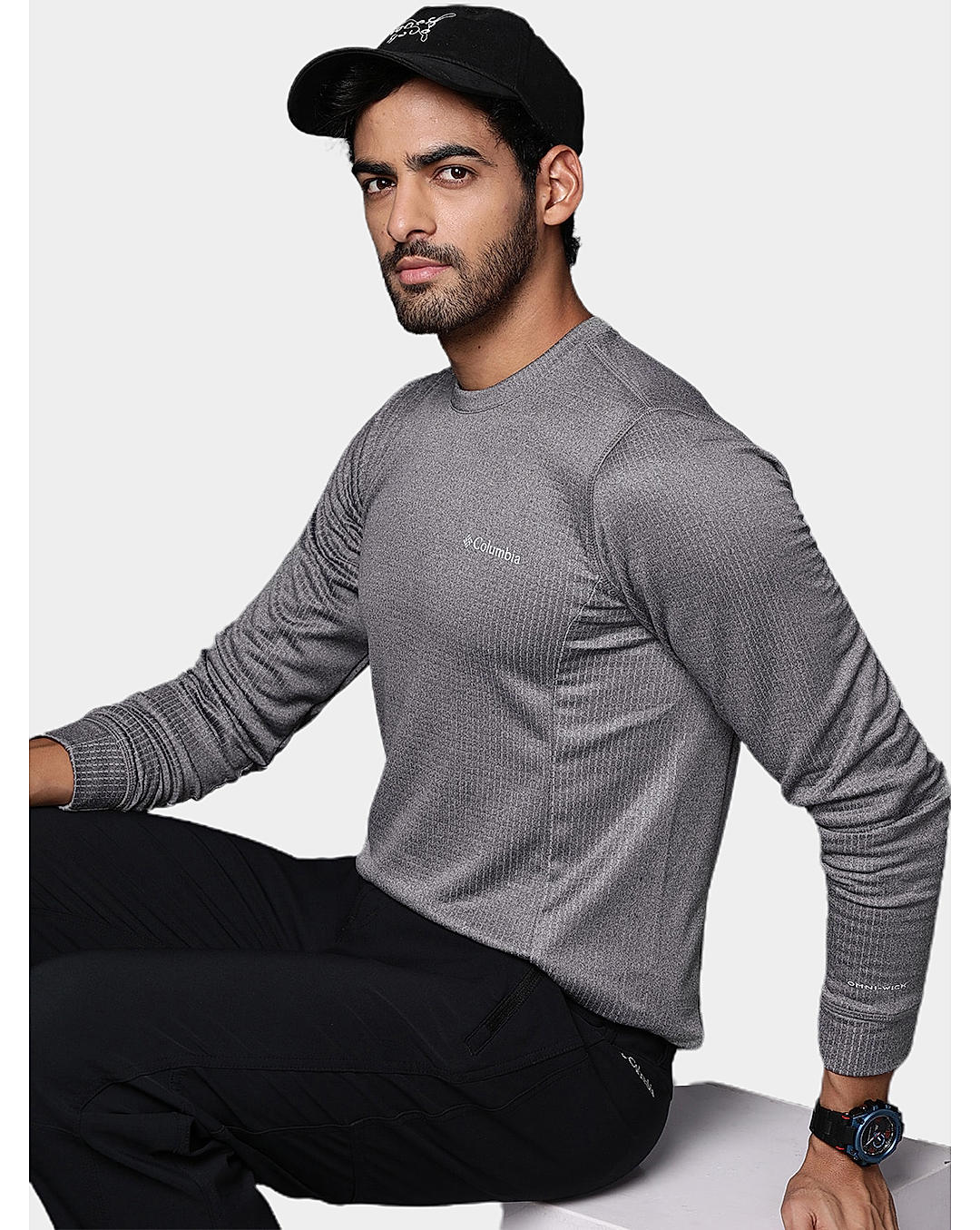 Columbia Mens Grey Omni-Wick Park View Crew Pullover