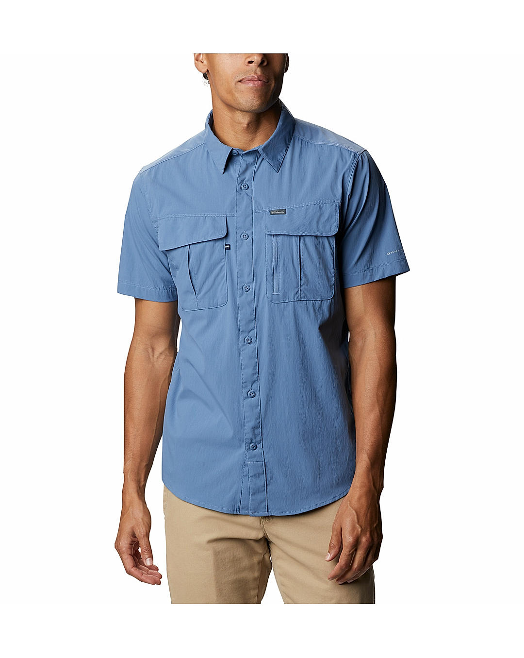 Columbia Mens Blue Omni-Wick Newton Ridge Short Sleeve Shirt