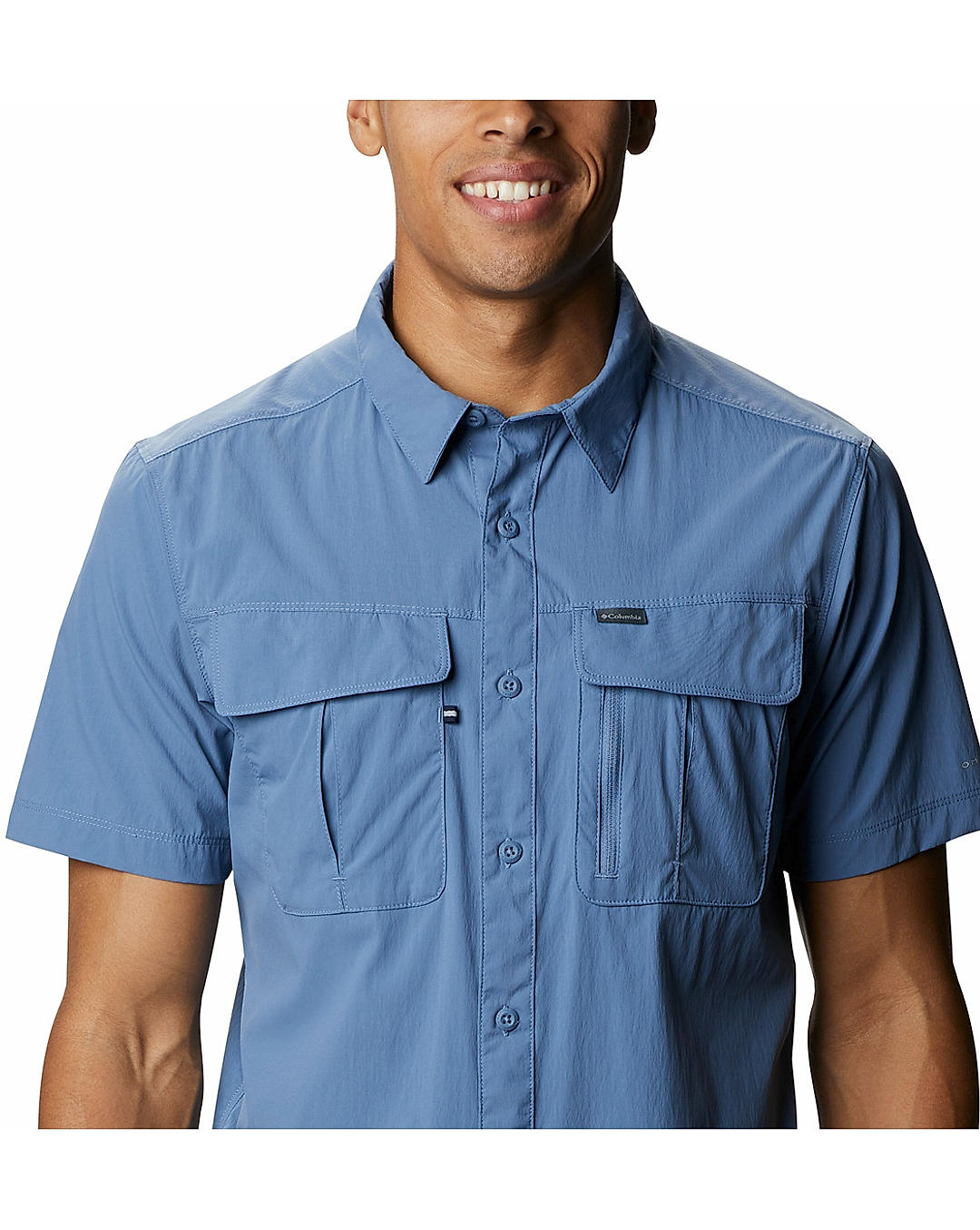 Columbia Mens Blue Omni-Wick Newton Ridge Short Sleeve Shirt