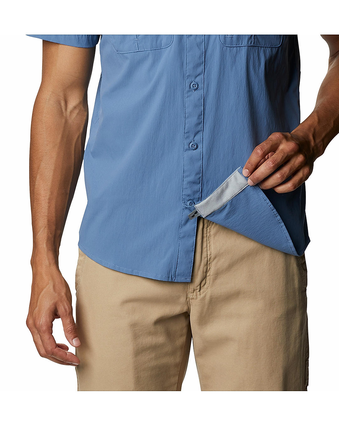 Columbia Mens Blue Omni-Wick Newton Ridge Short Sleeve Shirt