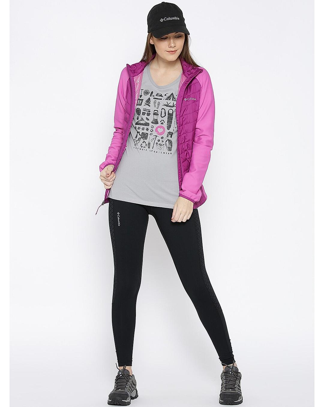 Columbia Women Grey Camp Stamp Performance T-Shirt 