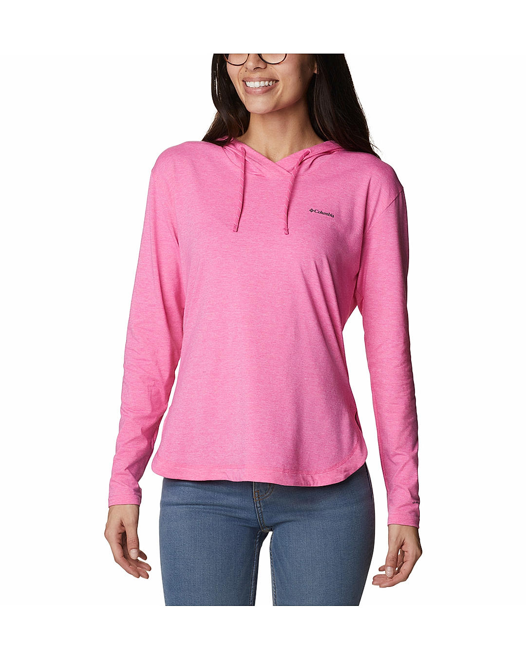 Columbia Womens Red Omni-Wick Sun Trek Hooded Pullover Tshirt