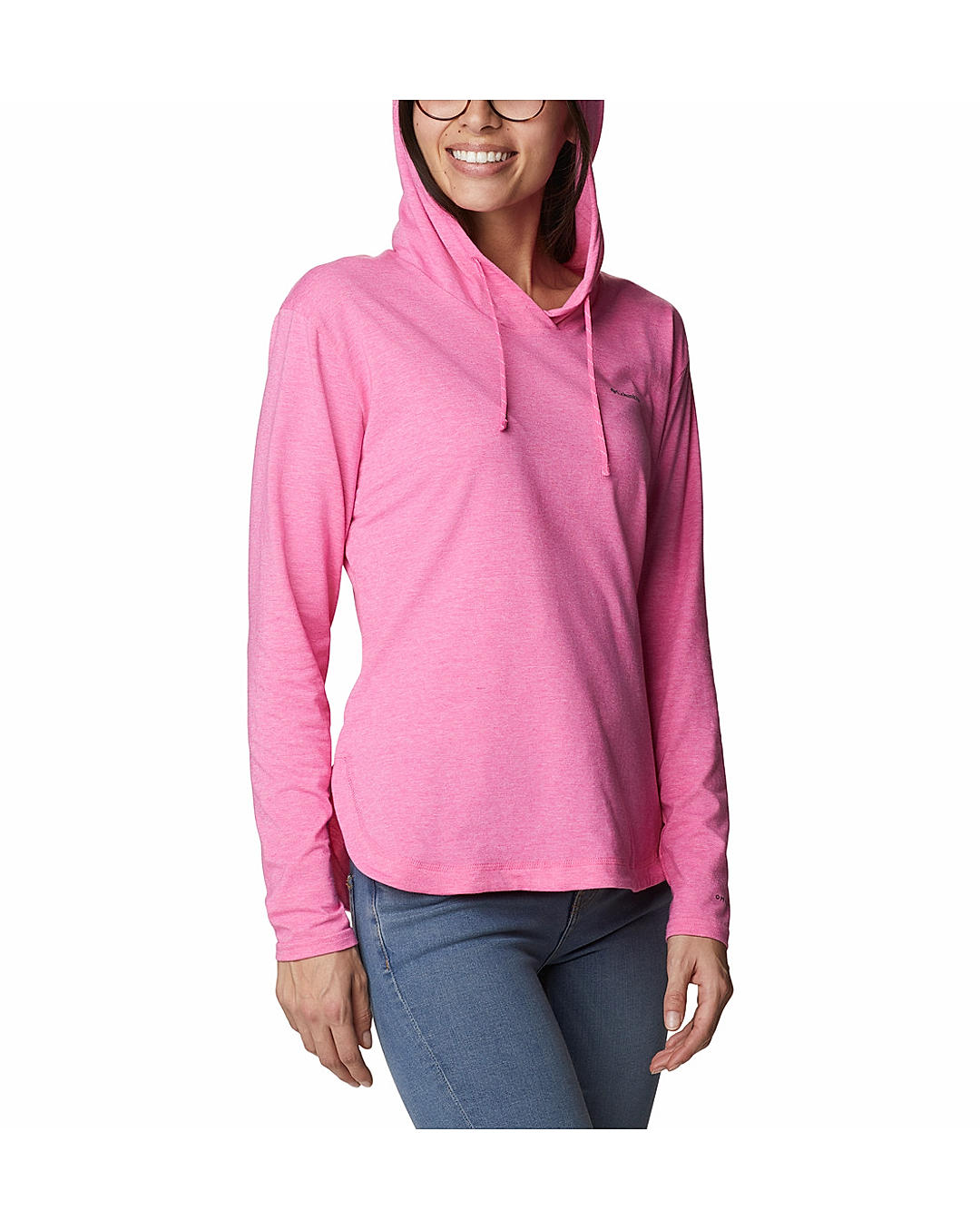 Columbia Womens Red Omni-Wick Sun Trek Hooded Pullover Tshirt