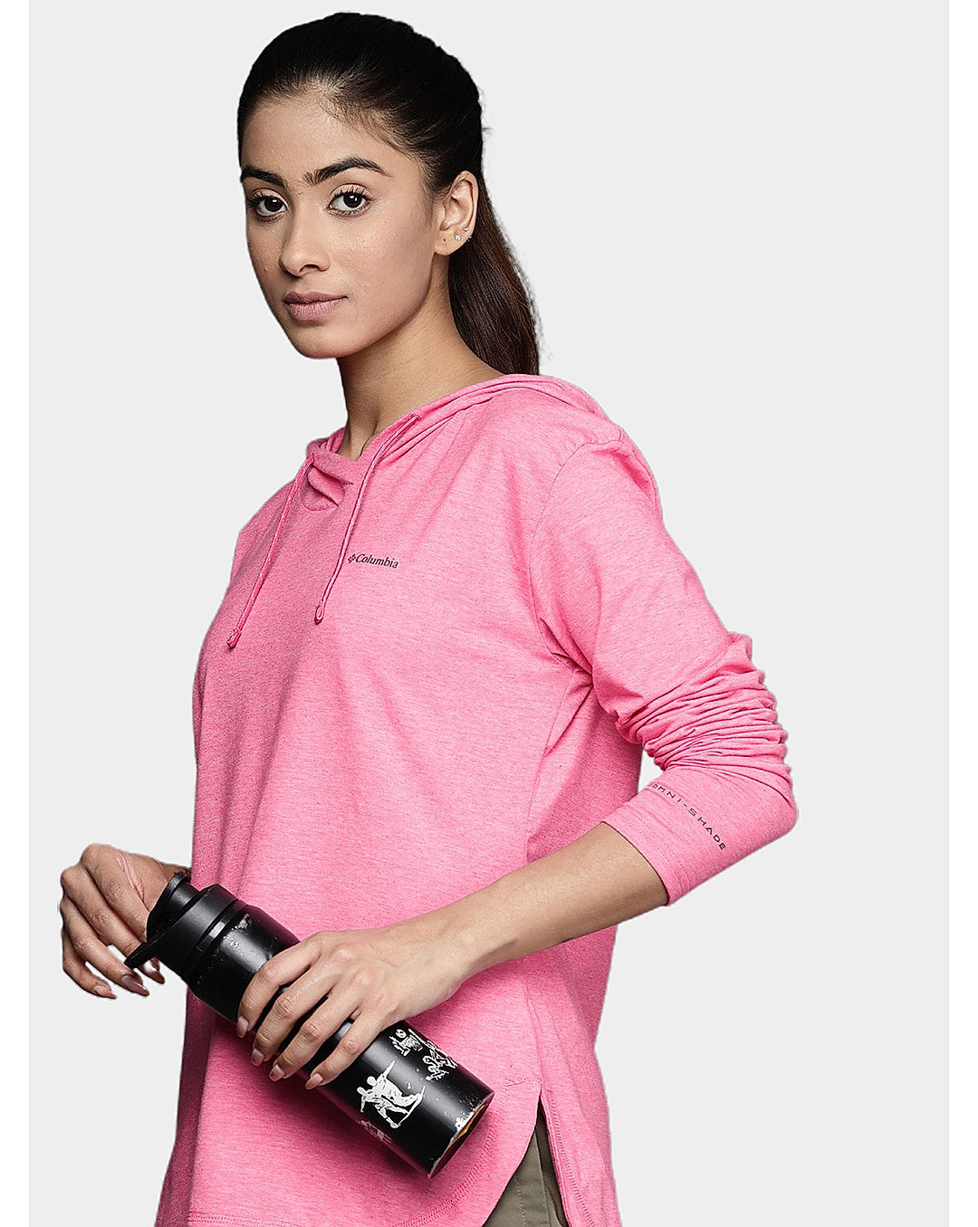 Columbia Womens Red Omni-Wick Sun Trek Hooded Pullover Tshirt