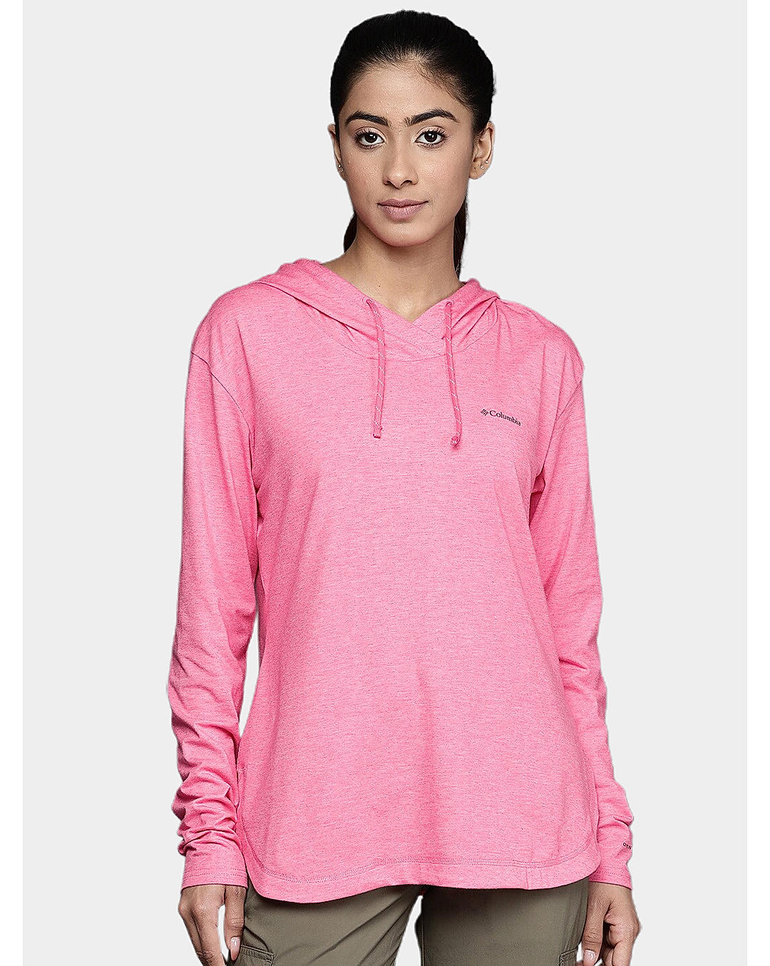 Columbia Womens Red Omni-Wick Sun Trek Hooded Pullover Tshirt