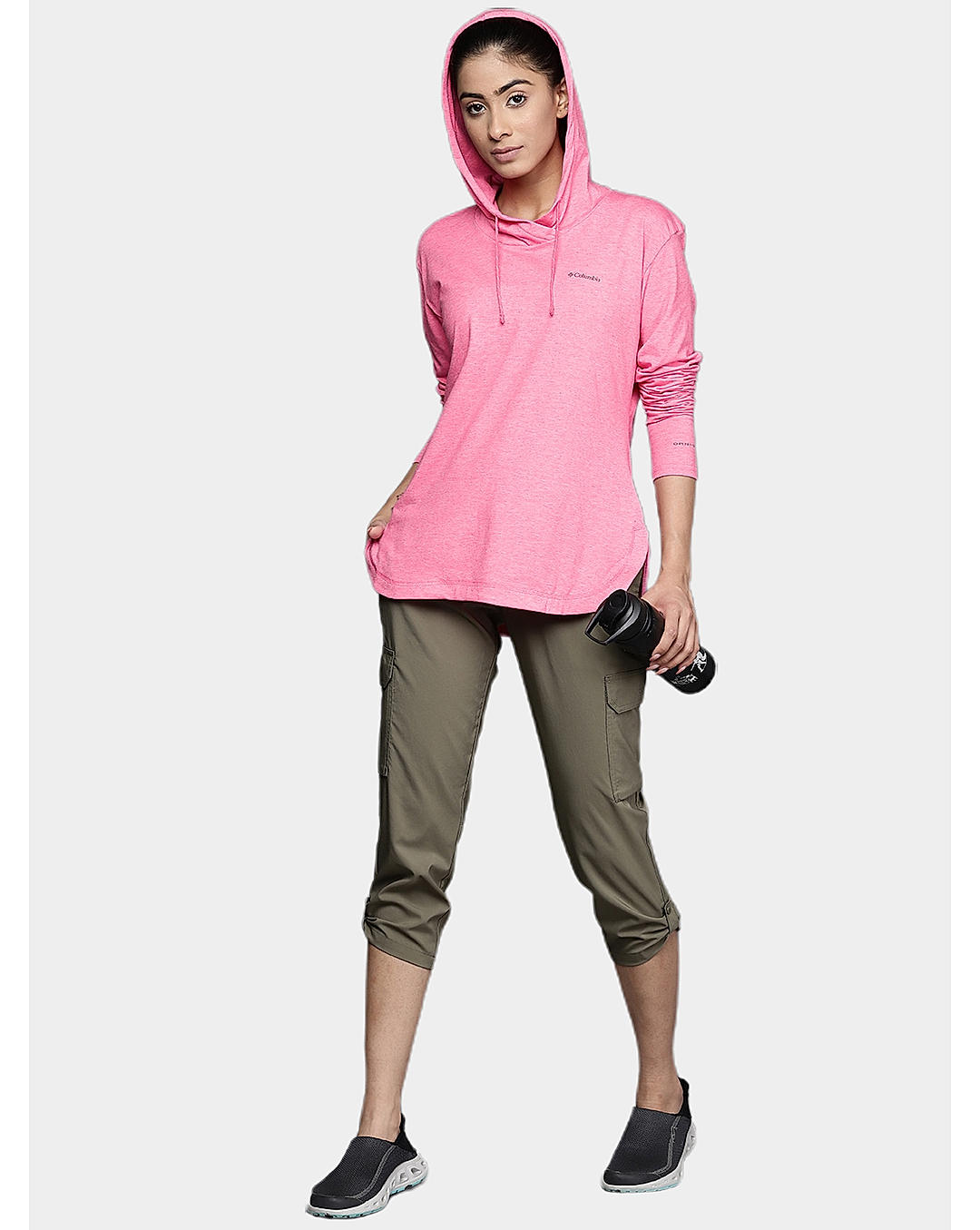 Columbia Womens Red Omni-Wick Sun Trek Hooded Pullover Tshirt