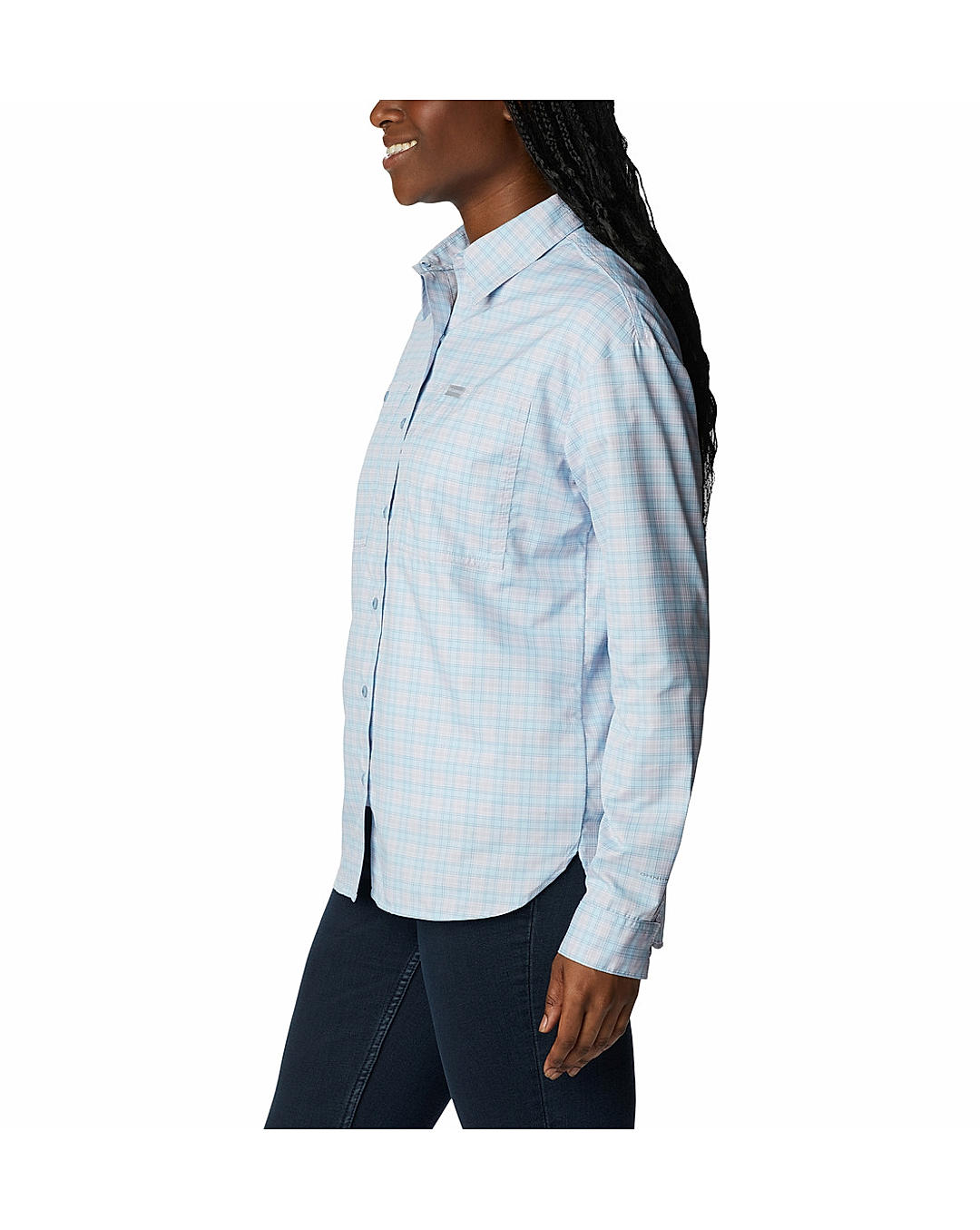 Columbia Womens Purple Omni-Shade Silver Ridge Utility Patterned Long Sleeve Shirt