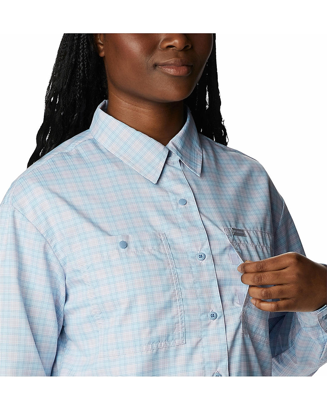 Columbia Womens Purple Omni-Shade Silver Ridge Utility Patterned Long Sleeve Shirt