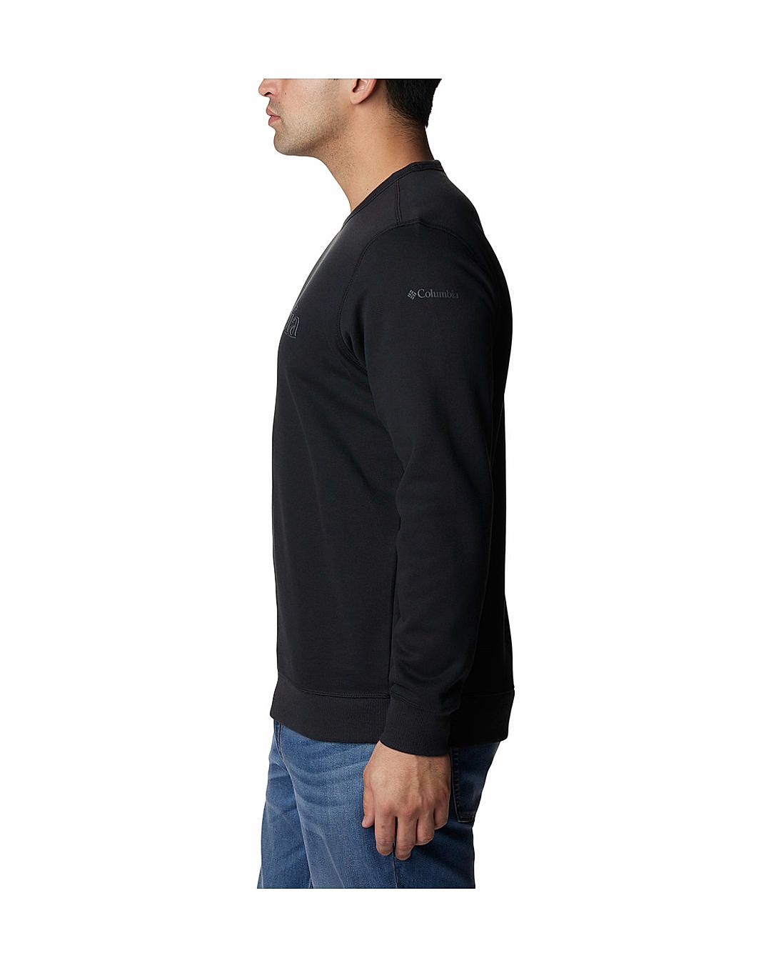 Columbia Mens Black UPF 50 M Columbia Logo Fleece Crew Pullover