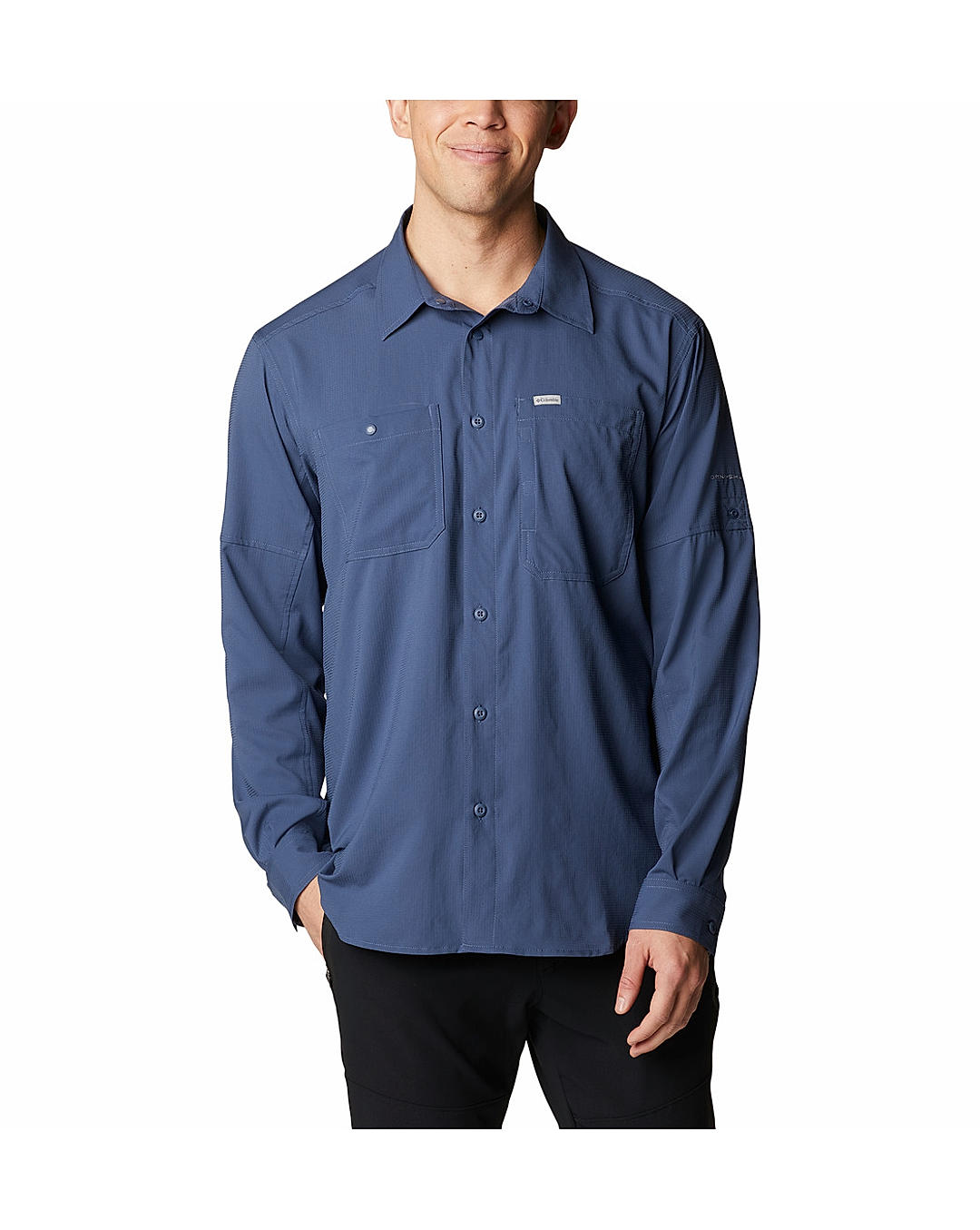 Columbia Mens Navy Omni-Shade Silver Ridge Utility Lite Long Sleeve Shirt