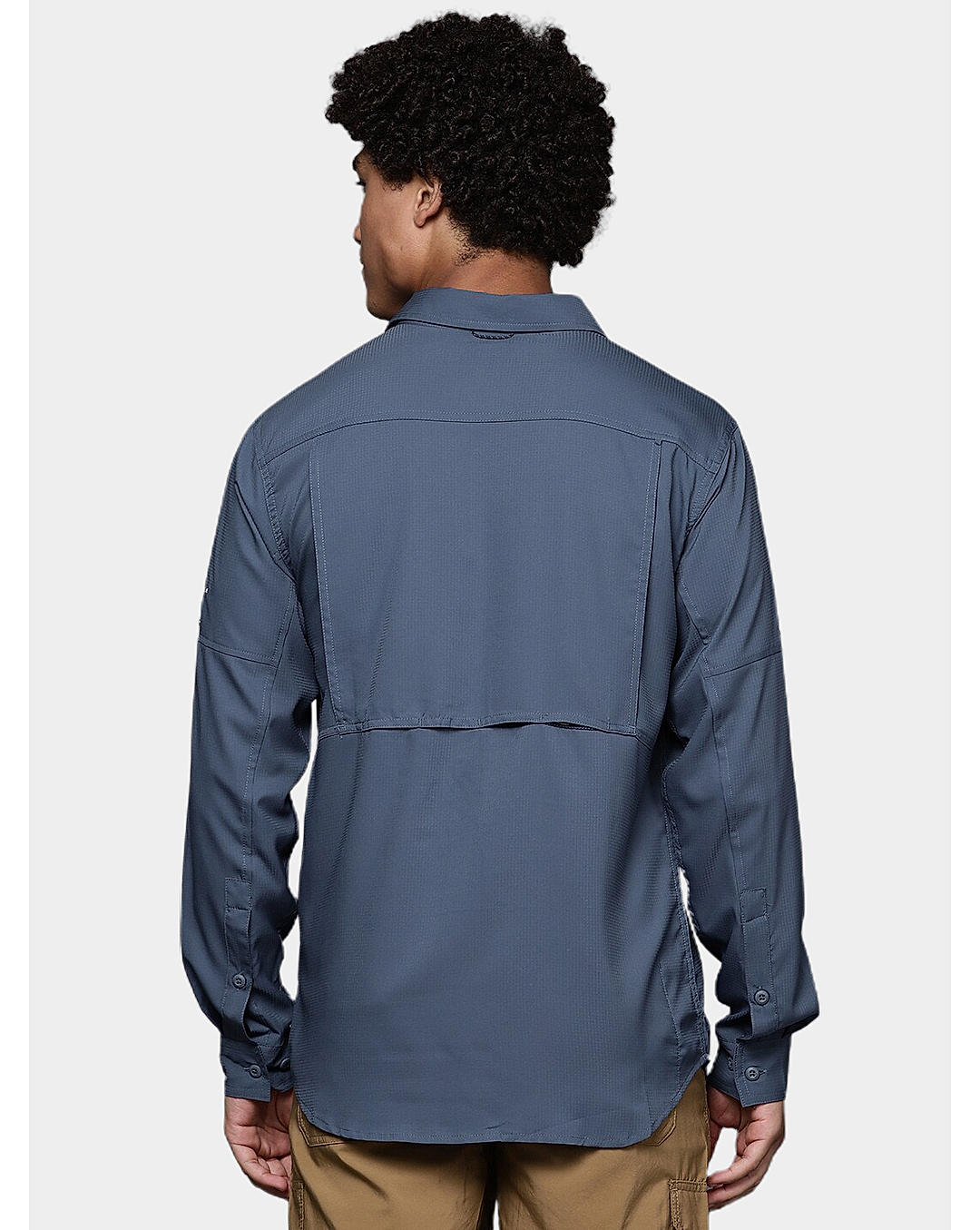 Columbia Mens Navy Omni-Shade Silver Ridge Utility Lite Long Sleeve Shirt