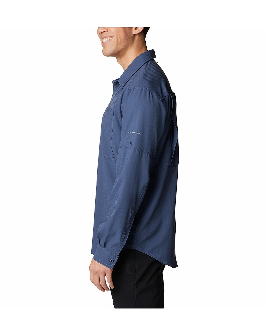 Columbia Mens Navy Omni-Shade Silver Ridge Utility Lite Long Sleeve Shirt