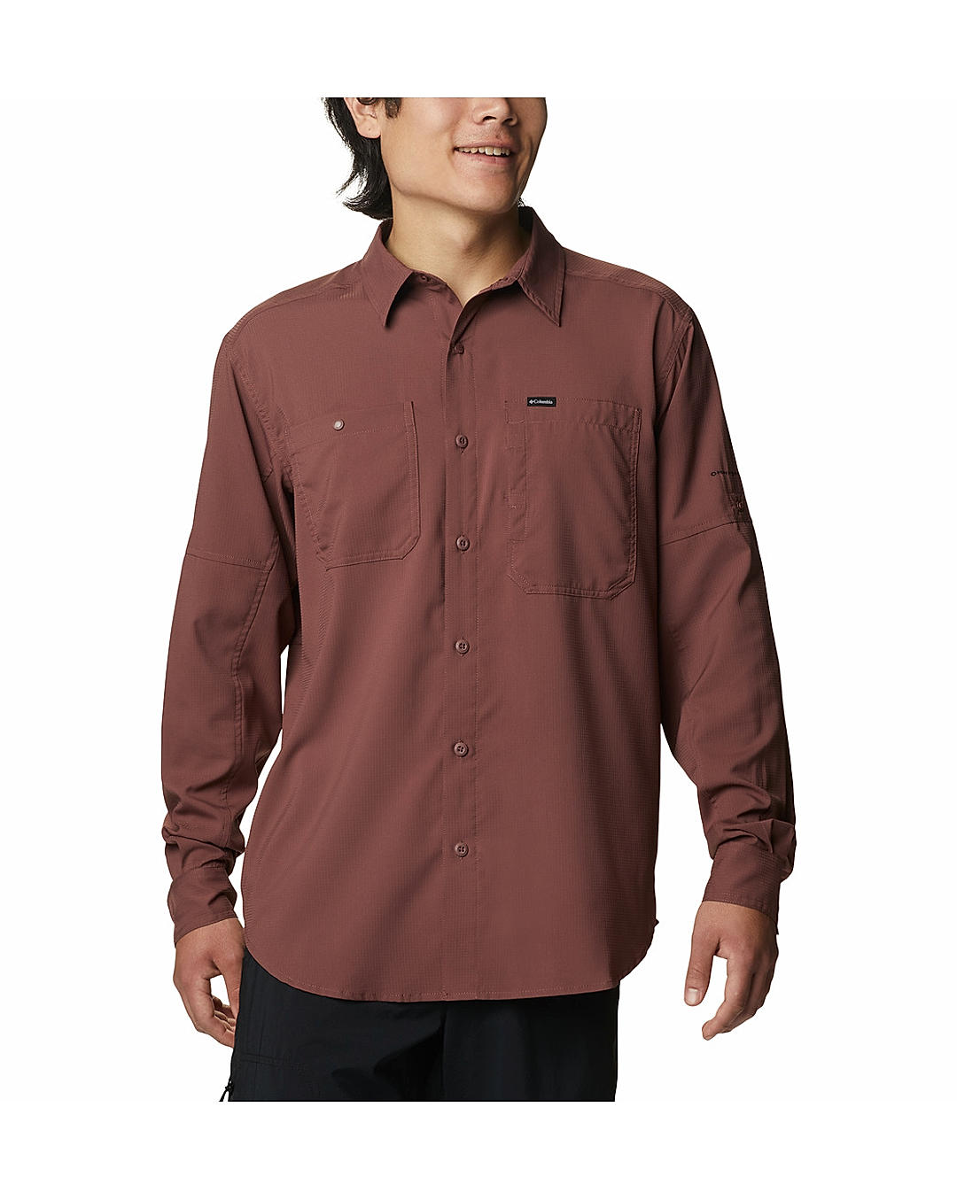 Columbia Mens Brown Omni-Shade Silver Ridge Utility Lite Long Sleeve Shirt
