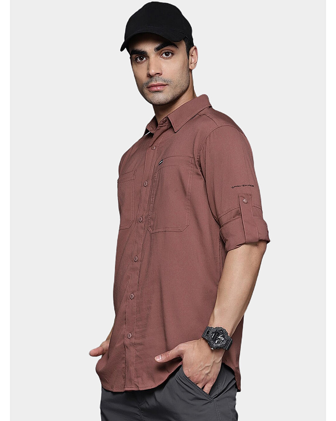 Columbia Mens Brown Omni-Shade Silver Ridge Utility Lite Long Sleeve Shirt
