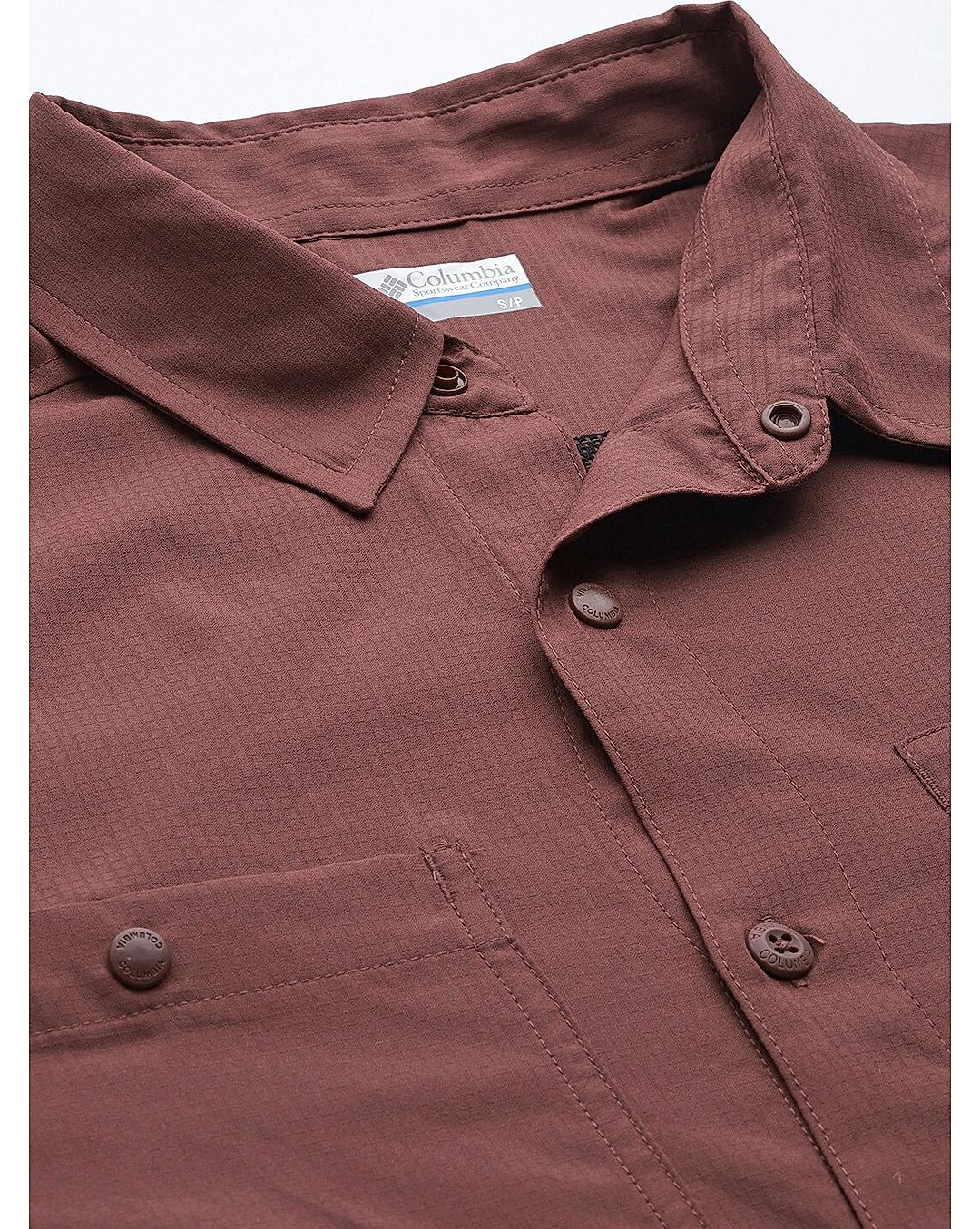 Columbia Mens Brown Omni-Shade Silver Ridge Utility Lite Long Sleeve Shirt