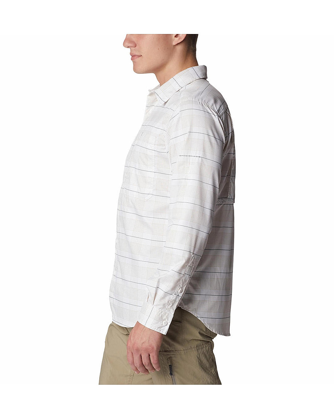 Columbia Mens White Omni-Shade Silver Ridge Utility Lite Plaid Long Sleeve Shirt