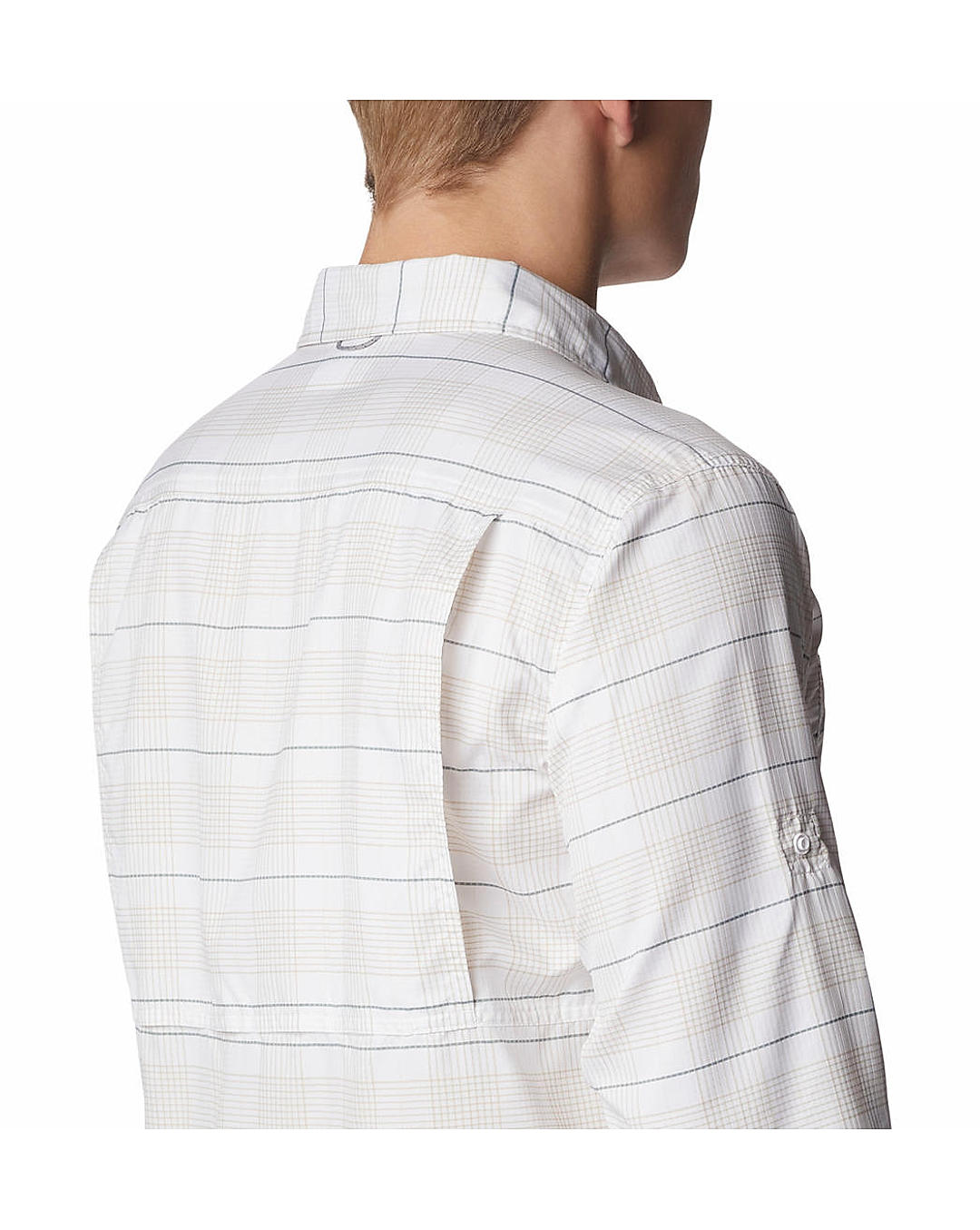 Columbia Mens White Omni-Shade Silver Ridge Utility Lite Plaid Long Sleeve Shirt
