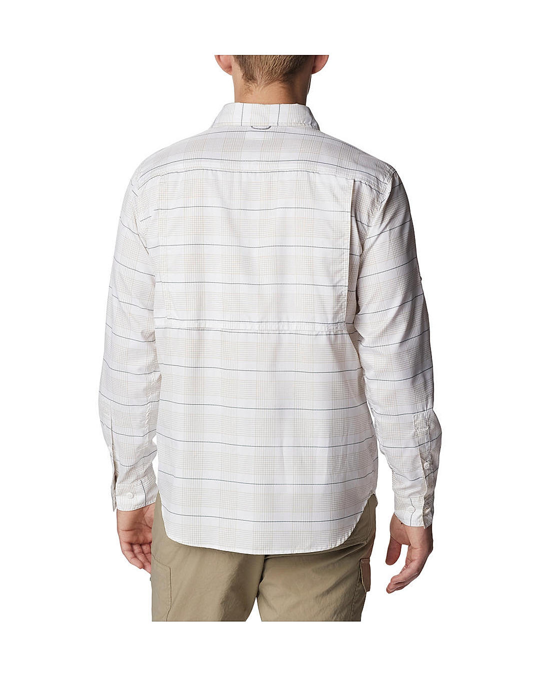 Columbia Mens White Omni-Shade Silver Ridge Utility Lite Plaid Long Sleeve Shirt