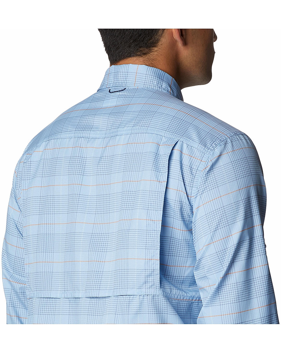 Columbia Mens Blue Omni-Shade Silver Ridge Utility Lite Plaid Long Sleeve Shirt