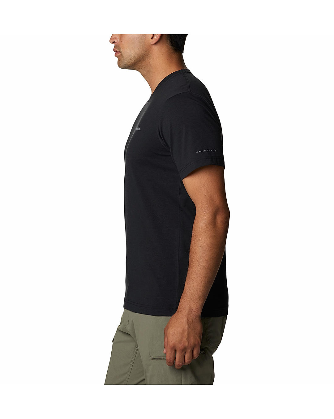 Columbia Mens Black Omni-Wick Sun Trek V-Neck Short Sleeve Tshirt