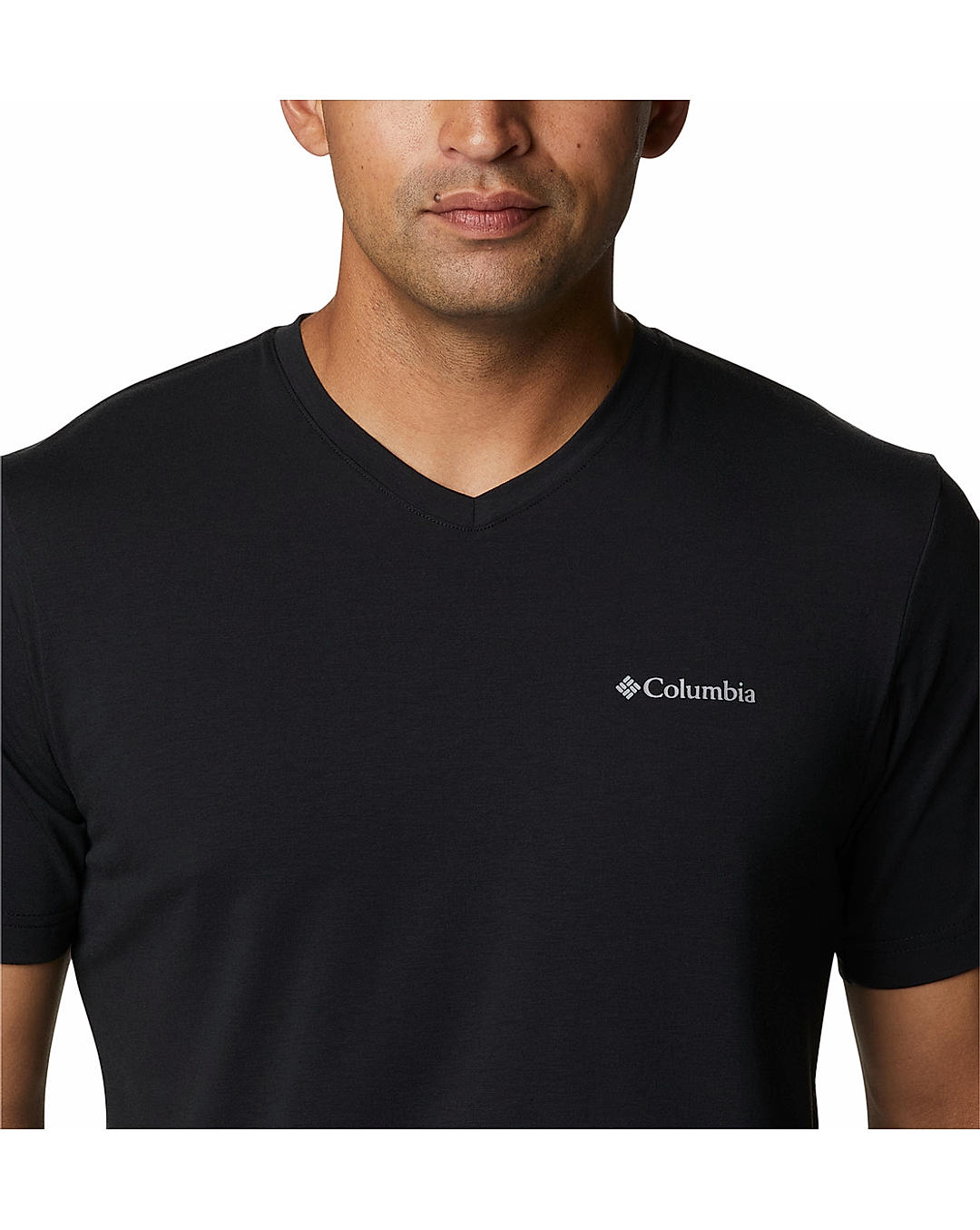 Columbia Mens Black Omni-Wick Sun Trek V-Neck Short Sleeve Tshirt