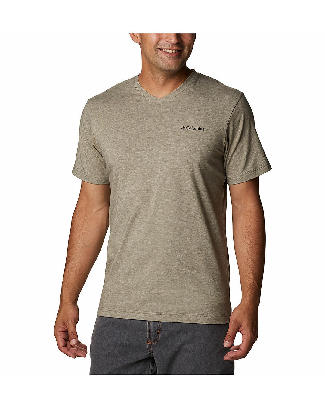 Columbia Mens Green Omni-Wick Sun Trek V-Neck Short Sleeve Tshirt