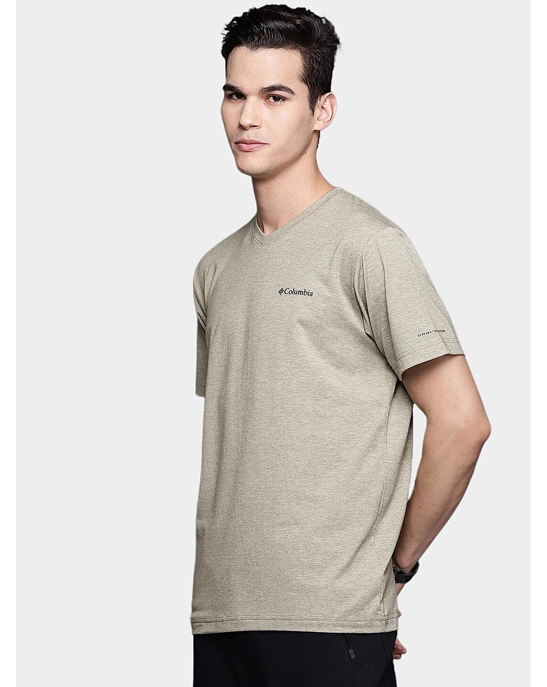 Columbia Mens Green Omni-Wick Sun Trek V-Neck Short Sleeve Tshirt