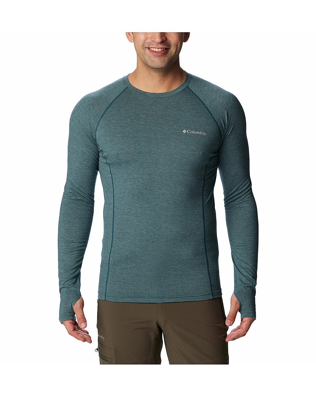 Columbia Mens Navy Omni-Wick Tunnel Springs Wool Crew Thermal Top (Not Returnable)