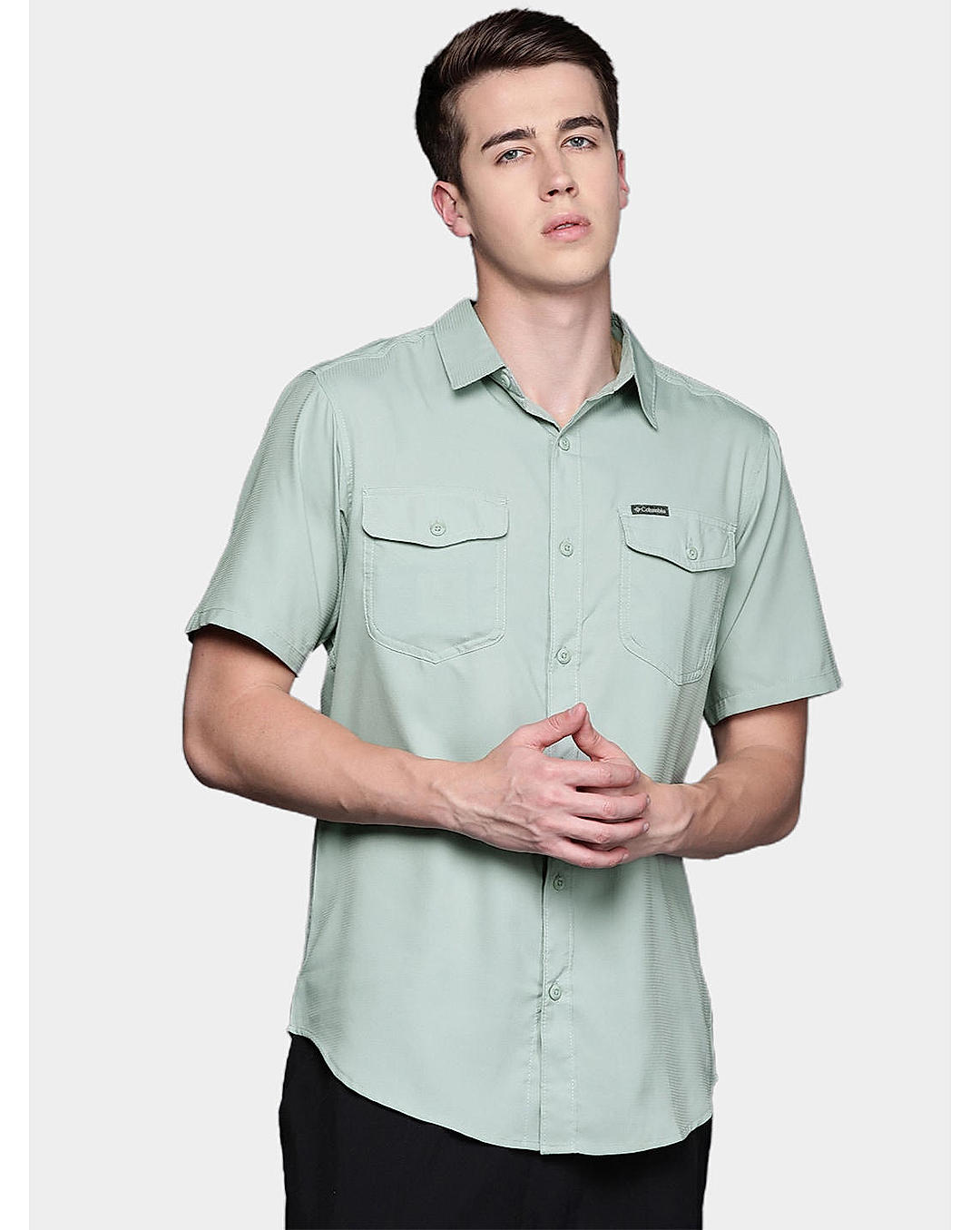Columbia Mens Green Omni-Wick Utilizer II  Short Sleeve Shirt