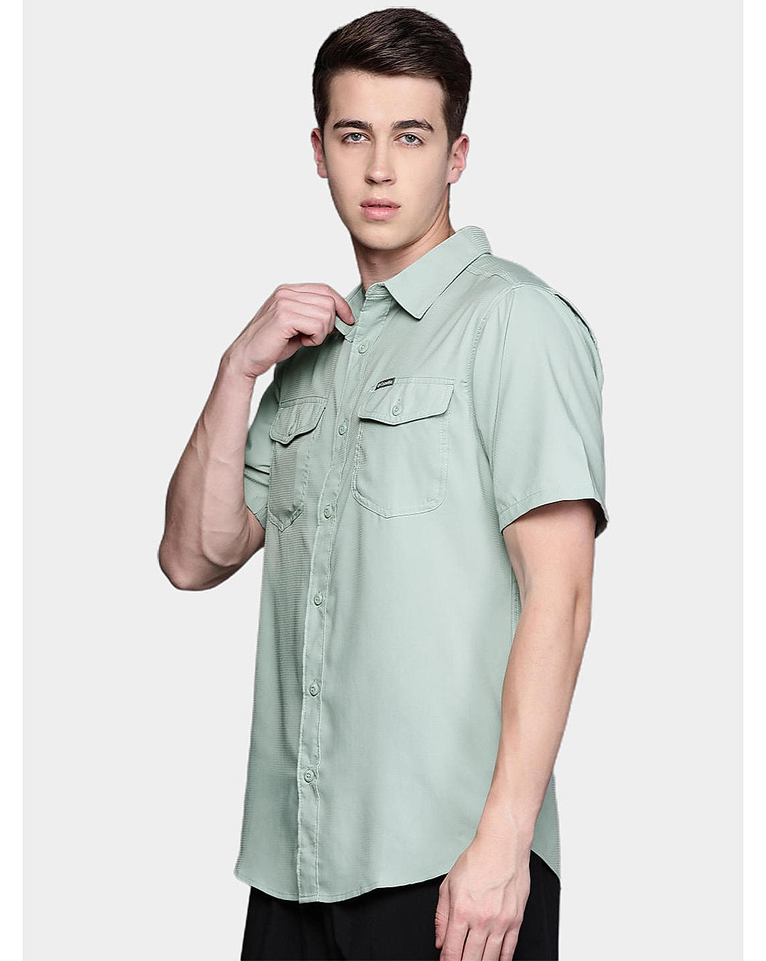 Columbia Mens Green Omni-Wick Utilizer II  Short Sleeve Shirt