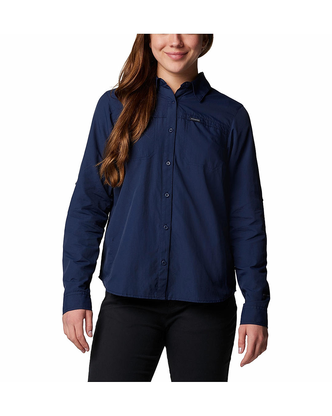 Columbia Womens Navy Omni-Shade Silver Ridge 3.0 Long Sleeve Shirt