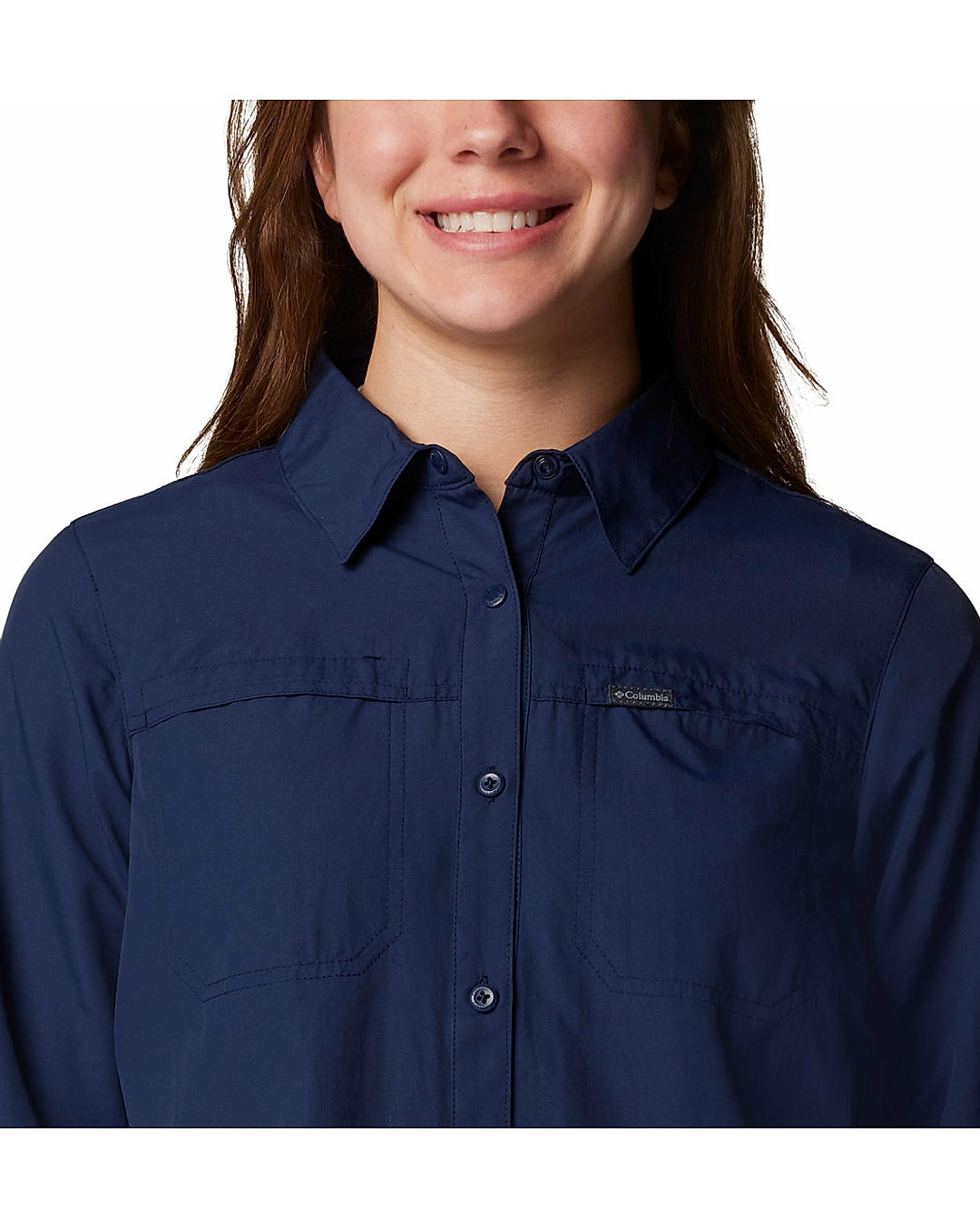 Columbia Womens Navy Omni-Shade Silver Ridge 3.0 Long Sleeve Shirt