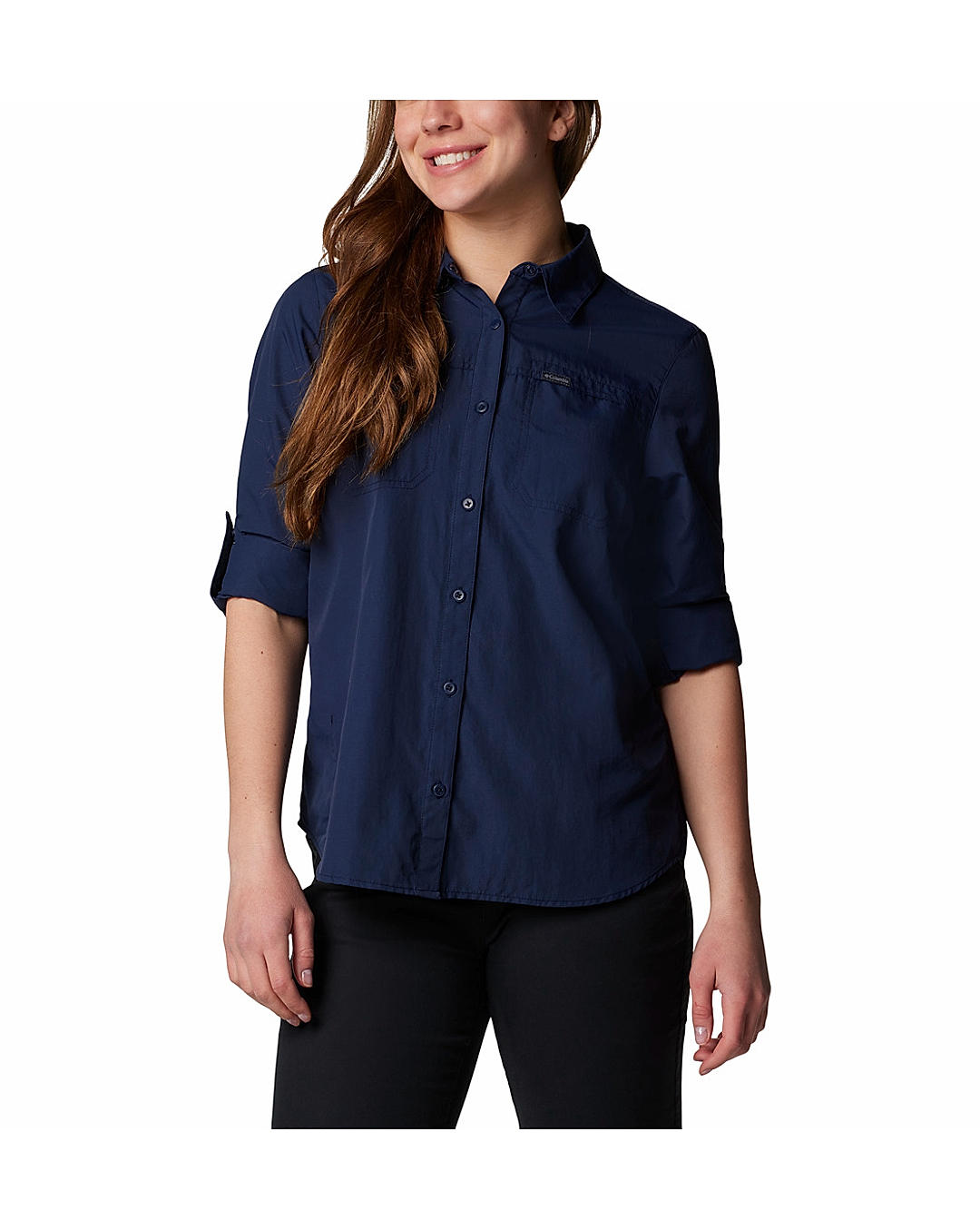 Columbia Womens Navy Omni-Shade Silver Ridge 3.0 Long Sleeve Shirt