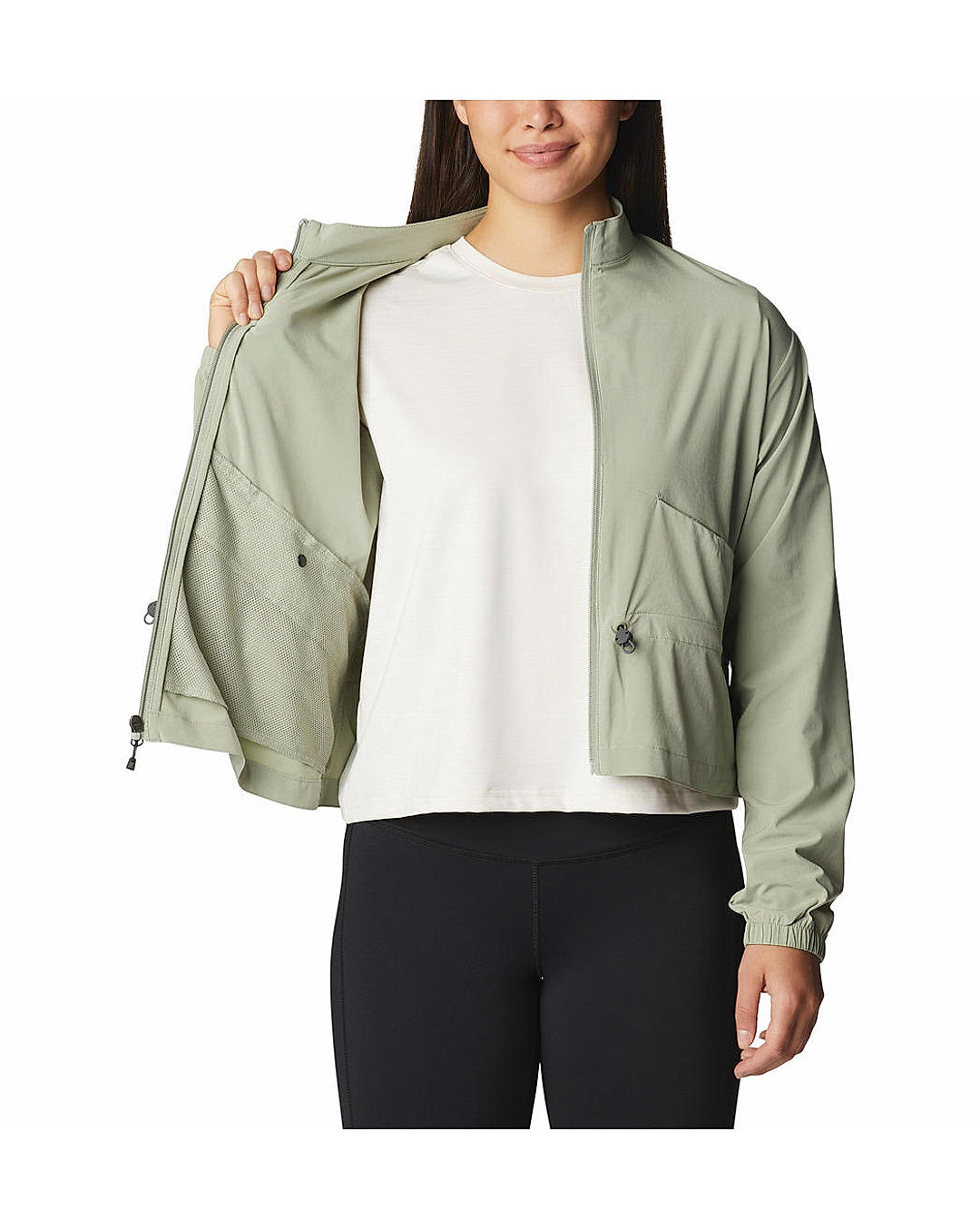 Columbia Womens Green Omni-Shield Boundless Beauty Full Zip Short Sleeve Shirt
