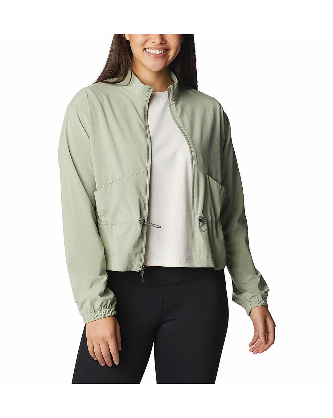 Columbia Womens Green Omni-Shield Boundless Beauty Full Zip Short Sleeve Shirt