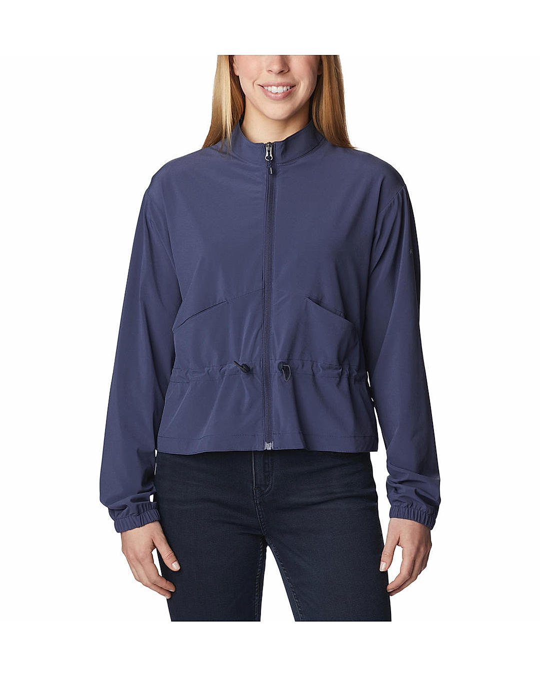 Columbia Womens Blue Omni-Shield Boundless Beauty Full Zip Short Sleeve Shirt