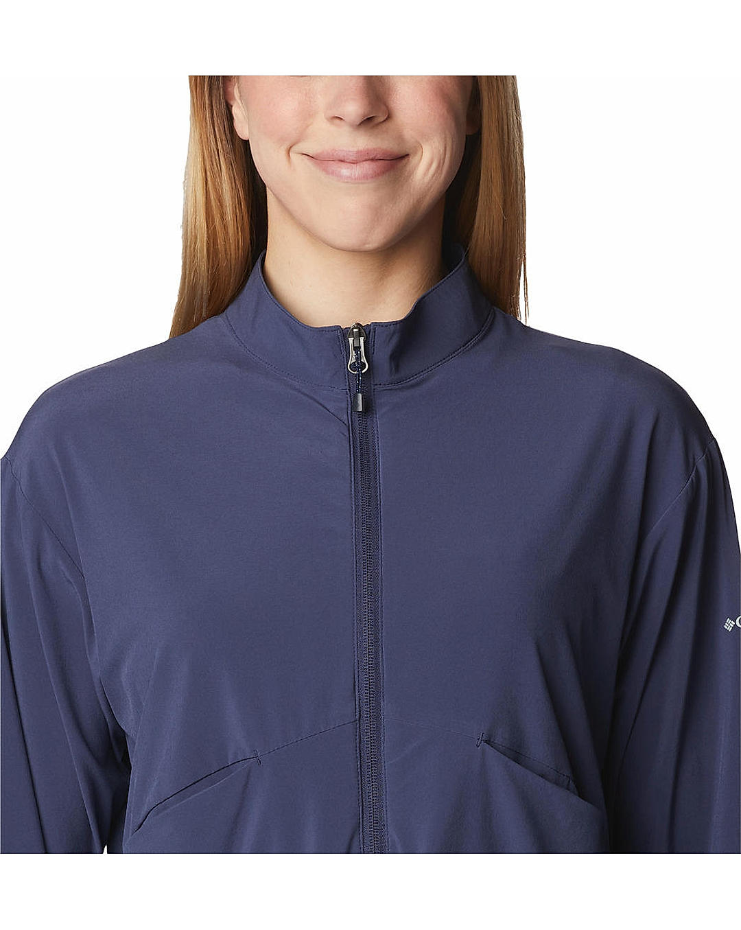 Columbia Womens Blue Omni-Shield Boundless Beauty Full Zip Short Sleeve Shirt