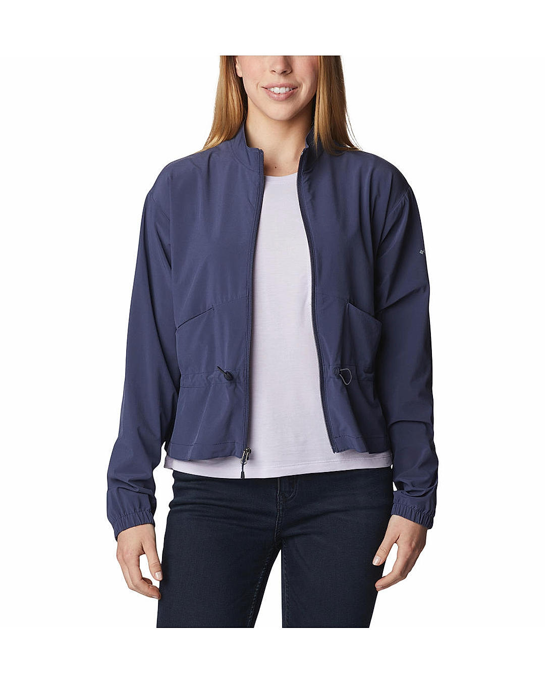 Columbia Womens Blue Omni-Shield Boundless Beauty Full Zip Short Sleeve Shirt
