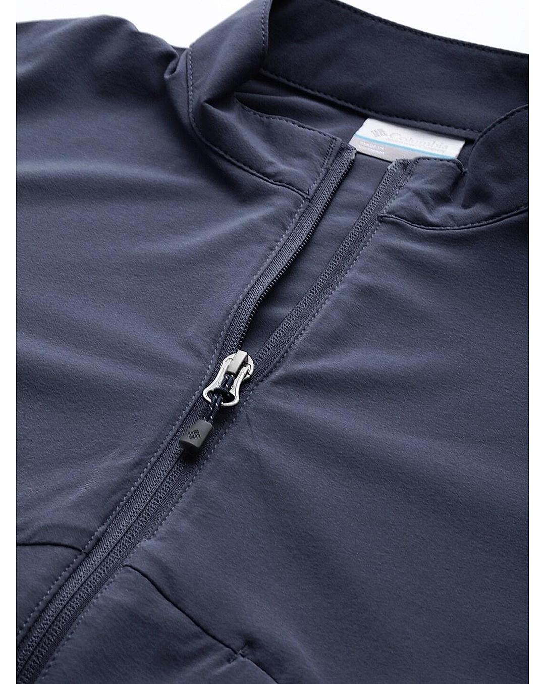 Columbia Womens Blue Omni-Shield Boundless Beauty Full Zip Short Sleeve Shirt