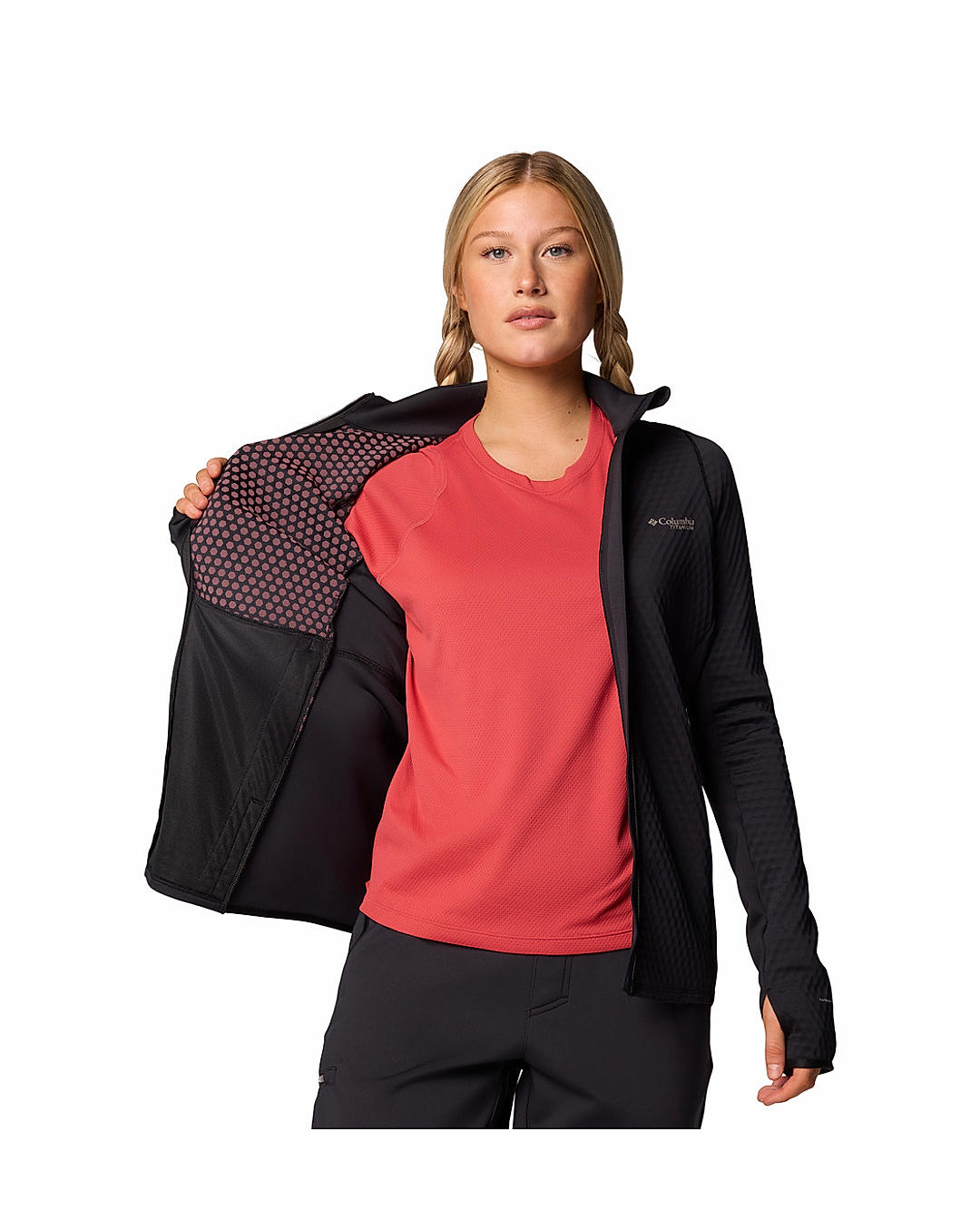 Columbia Womens Black Omni-Heat Helix Crystal Leaf Omni-Heat Helix Full Zip Jacket