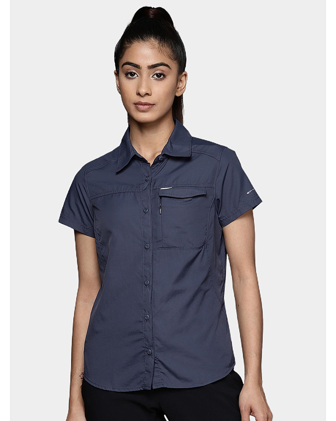 Columbia Womens Blue Omni-Wick Silver Ridge 2.0 Short Sleeve Shirt
