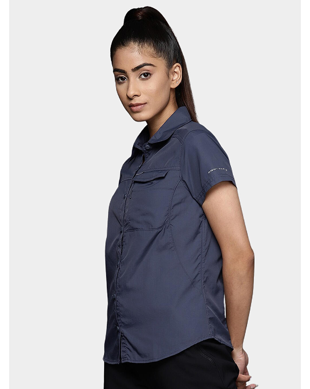 Columbia Womens Blue Omni-Wick Silver Ridge 2.0 Short Sleeve Shirt