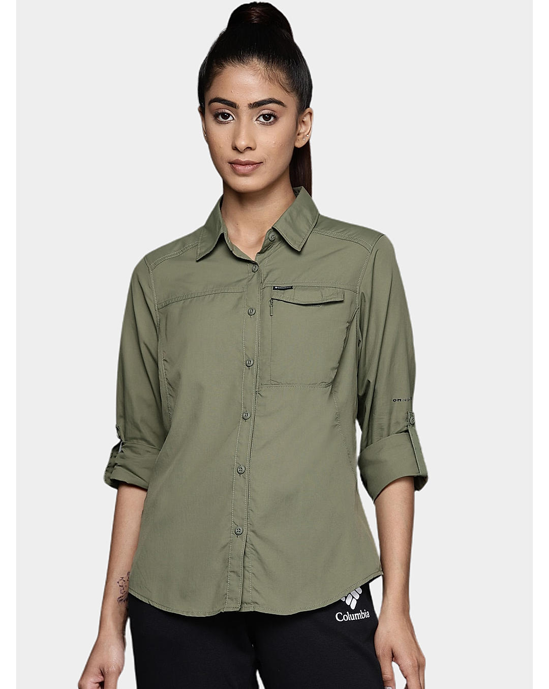 Columbia Womens Green Omni-Wick Silver Ridge 2.0 Long Sleeve Shirt