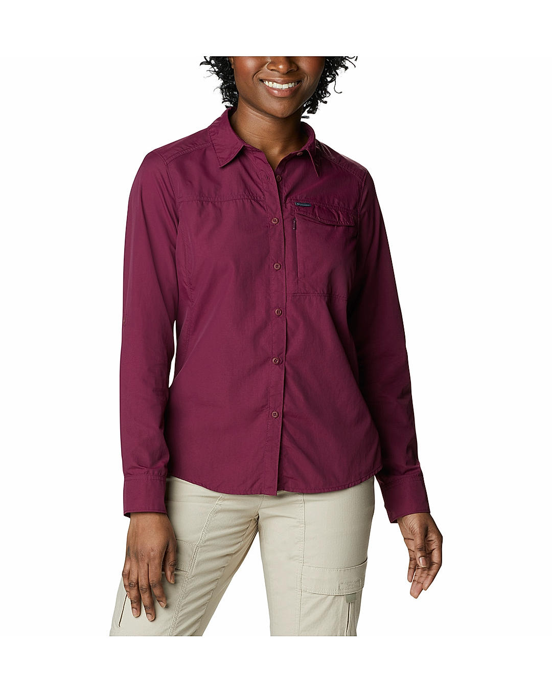 Columbia Womens Purple Omni-Wick Silver Ridge 2.0 Long Sleeve Shirt