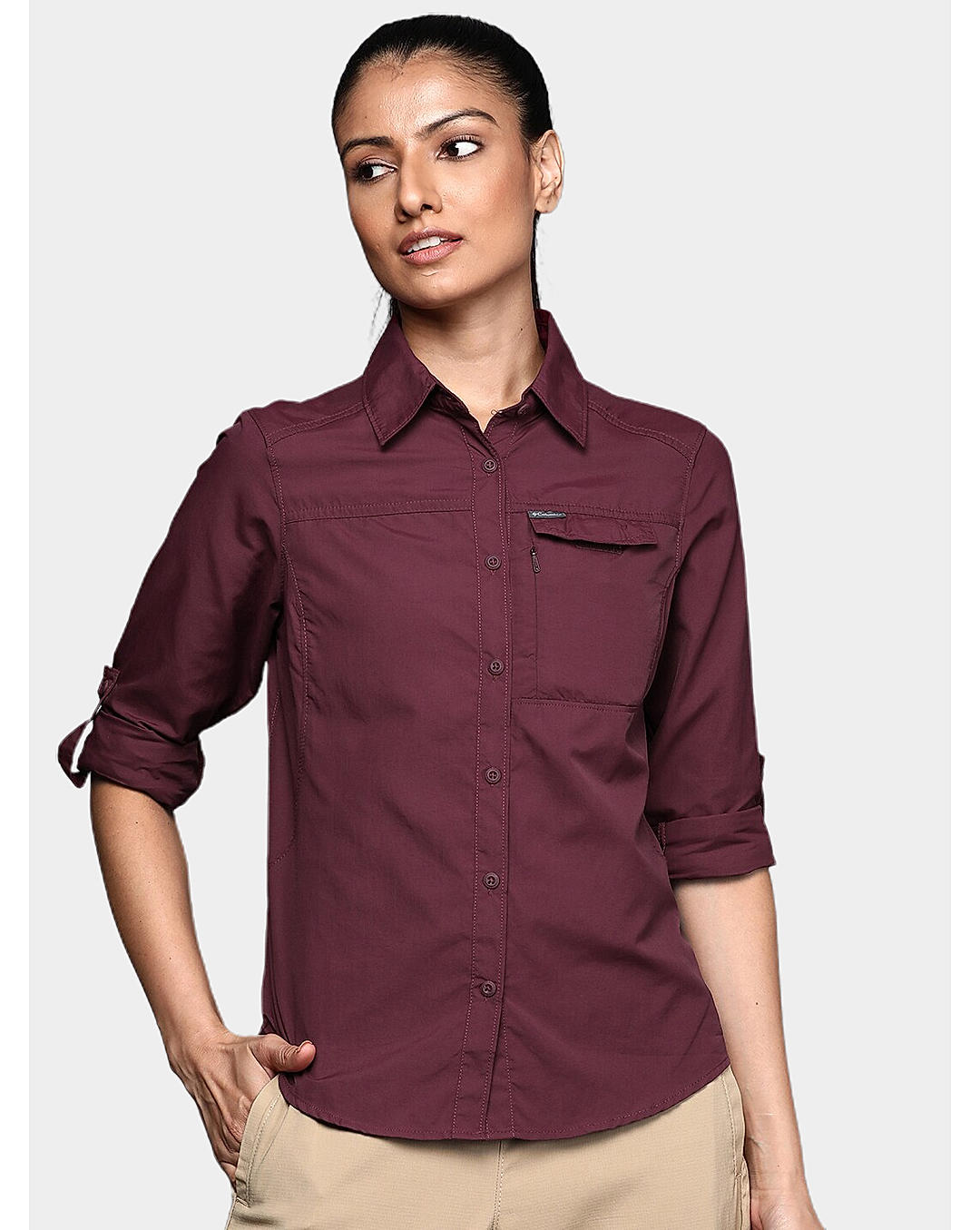 Columbia Womens Purple Omni-Wick Silver Ridge 2.0 Long Sleeve Shirt