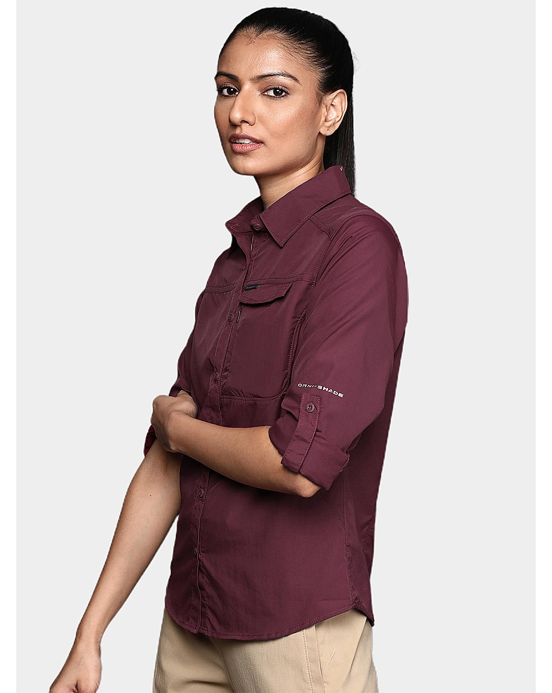Columbia Womens Purple Omni-Wick Silver Ridge 2.0 Long Sleeve Shirt