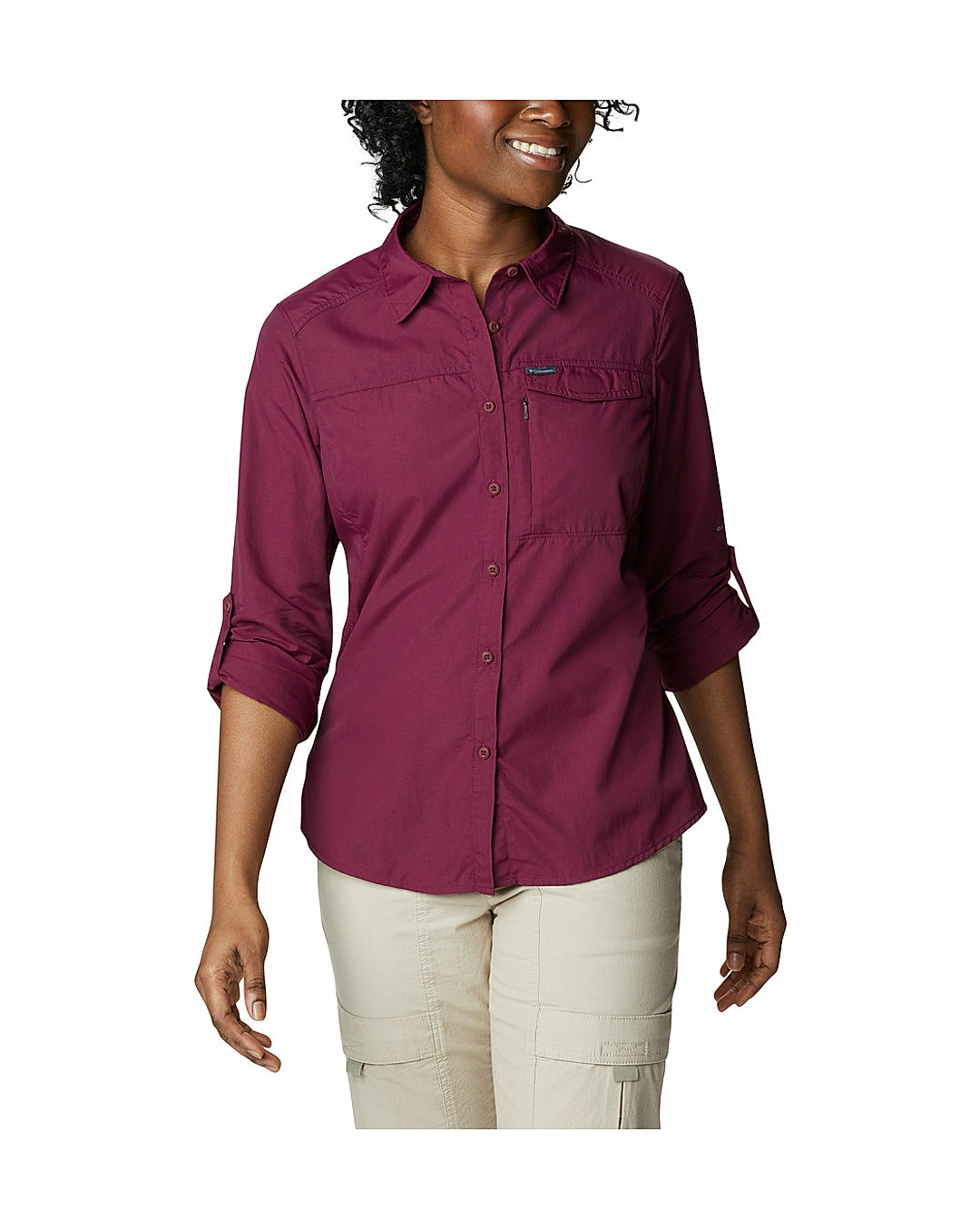Columbia Womens Purple Omni-Wick Silver Ridge 2.0 Long Sleeve Shirt