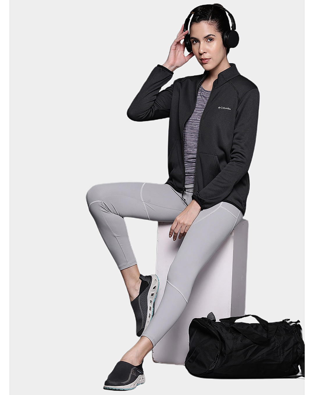 Columbia Womens Black Col Hike Tech Fleece Full Zip Jacket