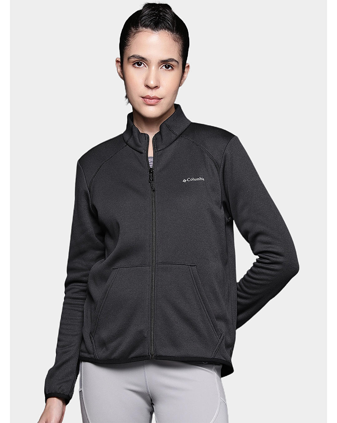 Columbia Womens Black Col Hike Tech Fleece Full Zip Jacket
